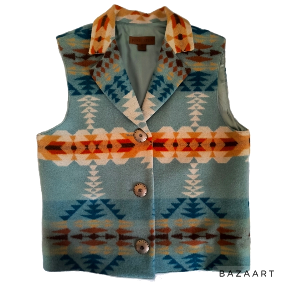 Pendeltons Vintage 100% Virgin Wool Button Up Vest. Sz Sm. $225